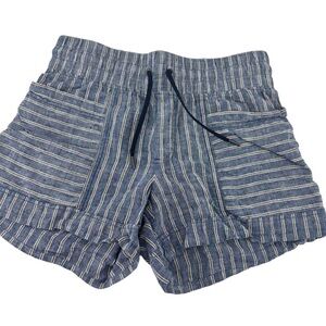 Athleta Blue and White Striped Drawstring Shorts